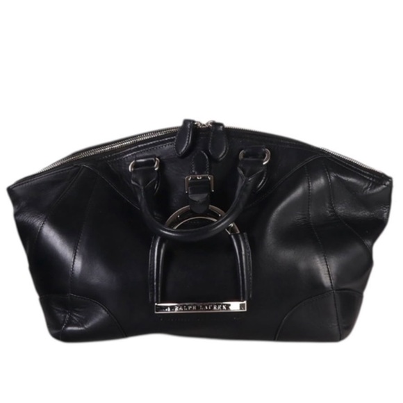 Ralph Lauren Purple Label Handbags - Ralph Lauren black Leather Equestrian Buckle Satchel handbag